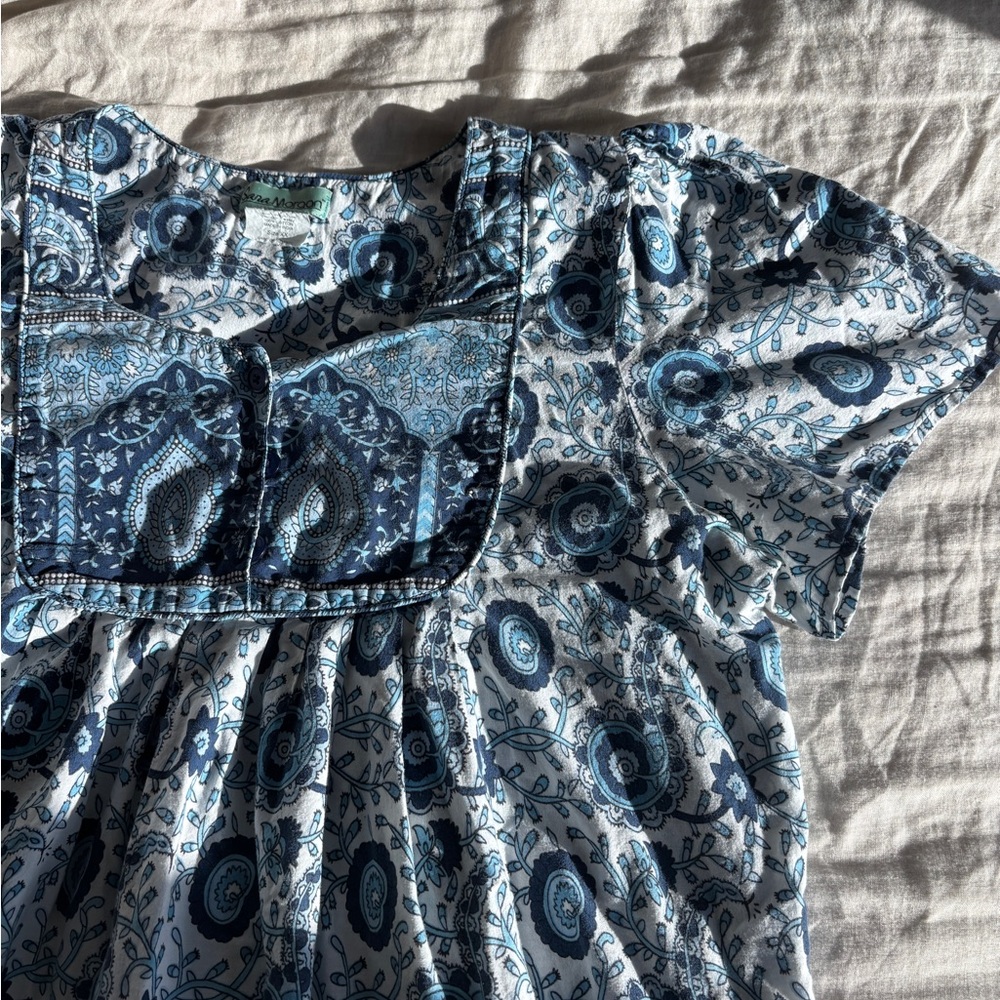Daughters of India Blue and White Paisley Midi Dress